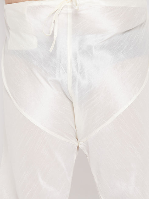 Men's Plus Size Pink Floral Printed Jacket With Cream Solid Kurta Pyjama Set