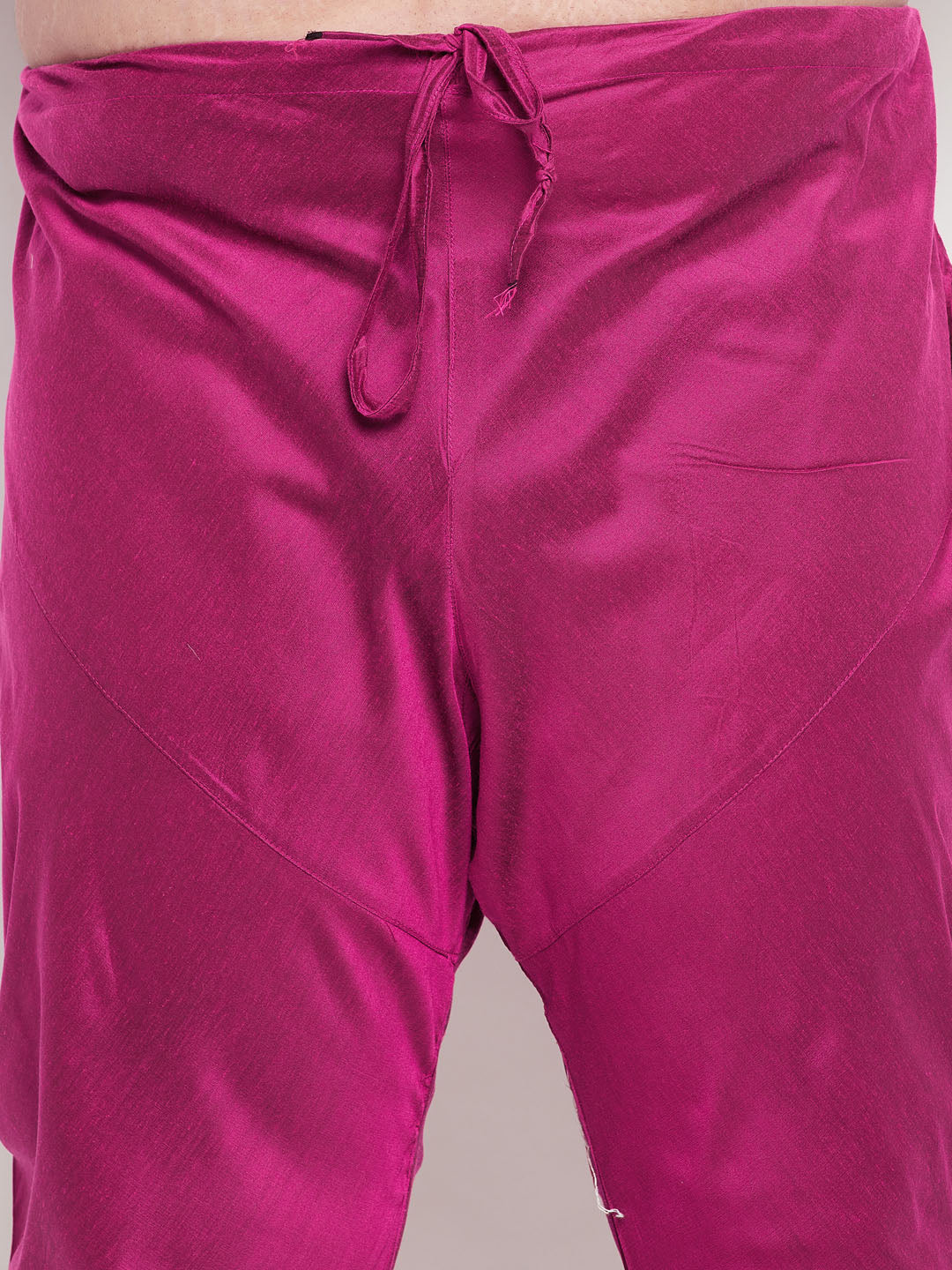 Men's Plus Size Pink Floral Printed Jacket With Fuchsia Solid Kurta Pyjama Set