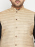 Men's Plus Size Black And Beige Cotton Blend Jacket Kurta Pyjama Set