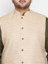 Men's Plus Size Beige Solid Jacket With Mint Green Solid Kurta And White Pyjama Set