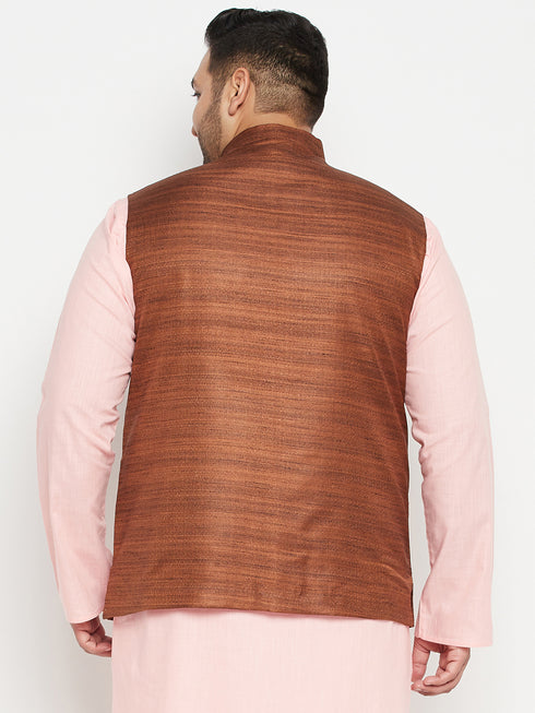 Men's Plus Size Coffee Brown Nehru Jacket