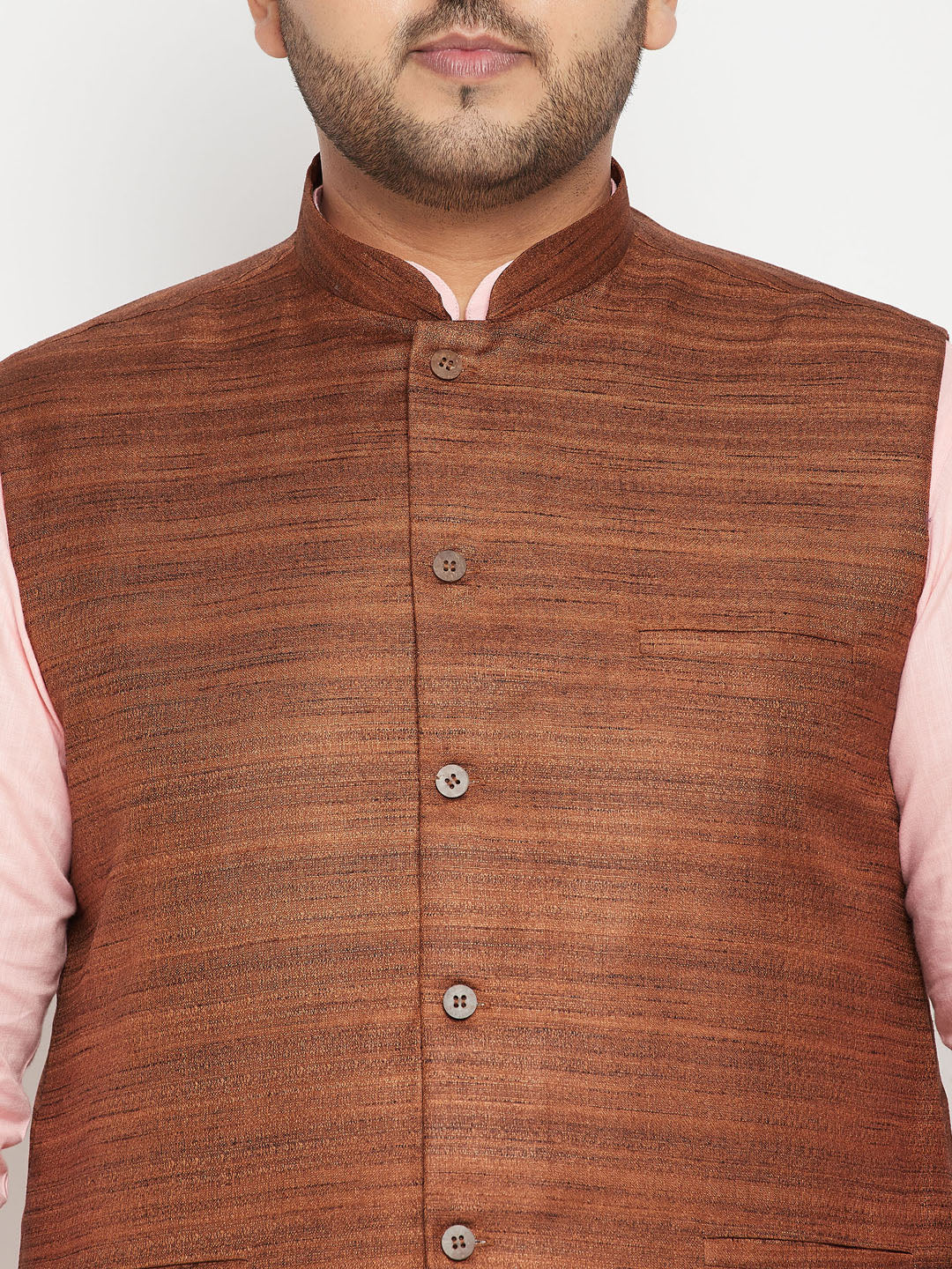 Men's Plus Size Coffee Brown Nehru Jacket