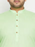 Men's Plus Size Mint Green And Coffee Brown Cotton Blend Jacket Kurta Pyjama Set