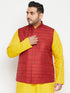 Men's Plus Size Maroon Color Matka Silk Textured Nehru Jacket