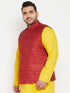 Men's Plus Size Maroon Color Matka Silk Textured Nehru Jacket