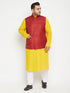 Men's Plus Size Maroon Color Matka Silk Textured Nehru Jacket