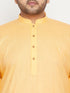 Men's Plus Size Fawn And Maroon Cotton Blend Jacket Kurta Pyjama Set
