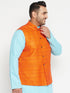 Men's Plus Size Orange Matka Silk Textured Nehru Jacket