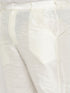 Men's Plus Size Orange Matka Silk Nehru Jacket With Cream Silk Blend Kurta And Pant Style Pyjama Set