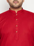 Men's Plus Size Maroon And Orange Cotton Blend Jacket Kurta Pyjama Set