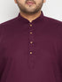 Men's Plus Size Purple And Orange Cotton Blend Jacket Kurta Pyjama Set