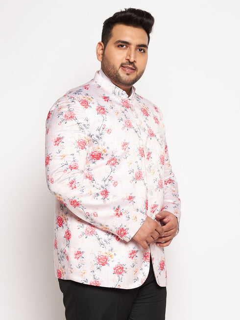 Plus Size Men's Peach Silk Blend Jodhpuri