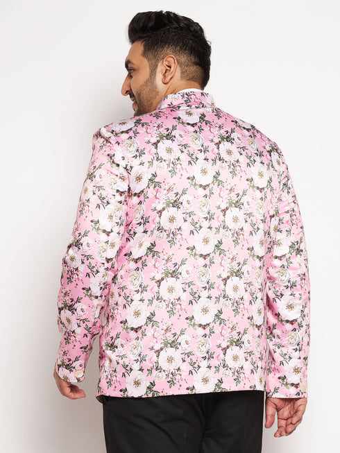 Plus Size Men's Pink Silk Blend Jodhpuri