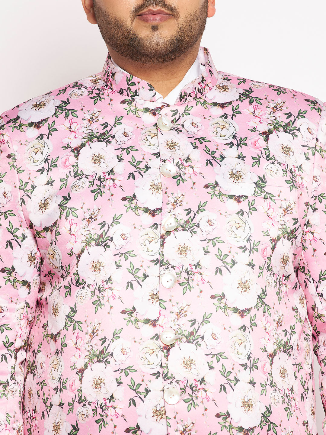 Plus Size Men's Pink Silk Blend Jodhpuri