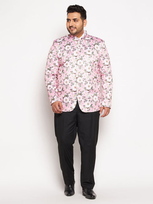 Plus Size Men's Pink Silk Blend Jodhpuri