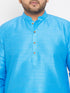 Men's Plus Size Aqua Blue Silk Blend Kurta Pyjama Set