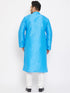 Men's Plus Size Aqua Blue Silk Blend Kurta Pyjama Set
