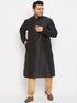 Men's Plus Size Black Silk Blend Kurta Pyjama Set