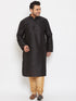 Men's Plus Size Black Silk Blend Kurta Pyjama Set