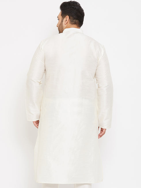 Men's Plus Size Cream Silk Blend Kurta