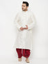 Men's Plus Size Cream Silk Blend Kurta Dhoti Set