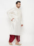 Men's Plus Size Cream Silk Blend Kurta Dhoti Set
