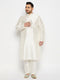 Men's Plus Size Cream Silk Blend Kurta Pant Set