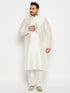Men's Plus Size Cream Silk Blend Kurta Pant Set
