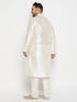 Men's Plus Size Cream Silk Blend Kurta Pant Set