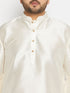 Men's Plus Size Cream Silk Blend Kurta Pant Set