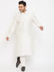 Men's Plus Size Cream Silk Blend Kurta Pyjama Set