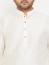 Men's Plus Size Cream Silk Blend Kurta Pyjama Set