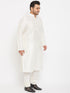 Men's Plus Size Cream Silk Blend Kurta Pyjama Set