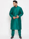 Men's Plus Size Green Silk Blend Kurta Pyjama Set