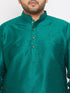 Men's Plus Size Green Silk Blend Kurta Pyjama Set