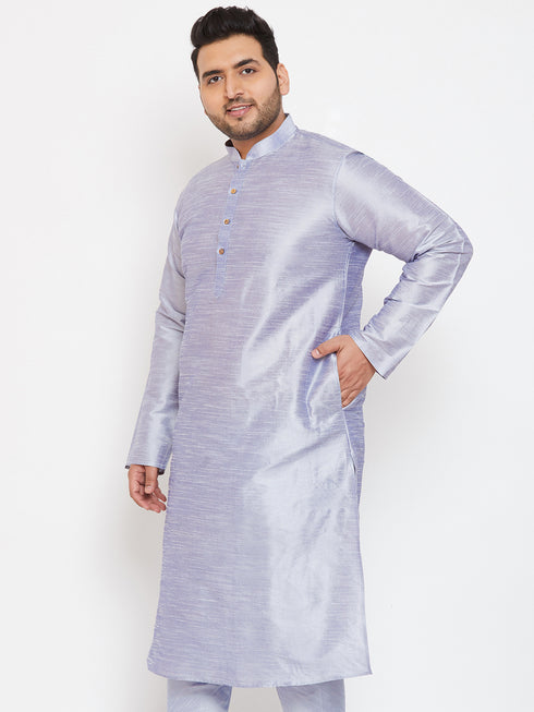 Men's Plus Size Lavender Silk Blend Kurta