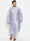 Men's Plus Size Lavender Silk Blend Kurta Pyjama Set