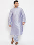 Men's Plus Size Lavender Silk Blend Kurta Pyjama Set