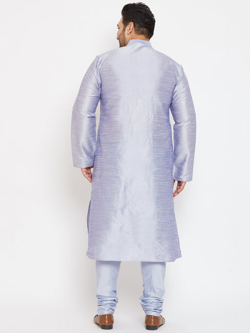 Men's Plus Size Lavender Silk Blend Kurta Pyjama Set