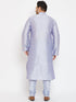 Men's Plus Size Lavender Silk Blend Kurta Pyjama Set