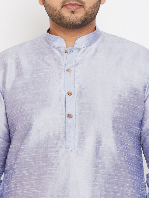 Men's Plus Size Lavender Silk Blend Kurta Pyjama Set
