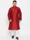 Men's Plus Size Maroon Silk Blend Kurta Pyjama Set