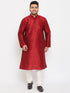 Men's Plus Size Maroon Silk Blend Kurta Pyjama Set