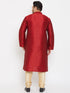 Men's Plus Size Maroon Silk Blend Kurta Pyjama Set