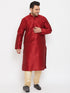 Men's Plus Size Maroon Silk Blend Kurta Pyjama Set