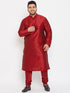 Men's Plus Size Maroon Silk Blend Kurta Pyjama Set