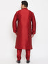 Men's Plus Size Maroon Silk Blend Kurta Pyjama Set