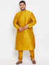 Men's Plus Size Mustard Silk Blend Kurta