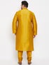Men's Plus Size Mustard Silk Blend Kurta Pyjama Set