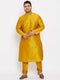 Men's Plus Size Mustard Silk Blend Kurta Pyjama Set